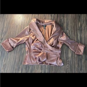Cachet Satin Blouse in Shimmering Bronze